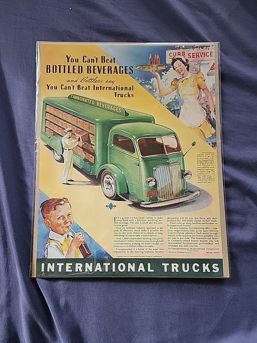 1940 International Trucks Advertisement Waitress Curb Service Soda Vtg Print AD